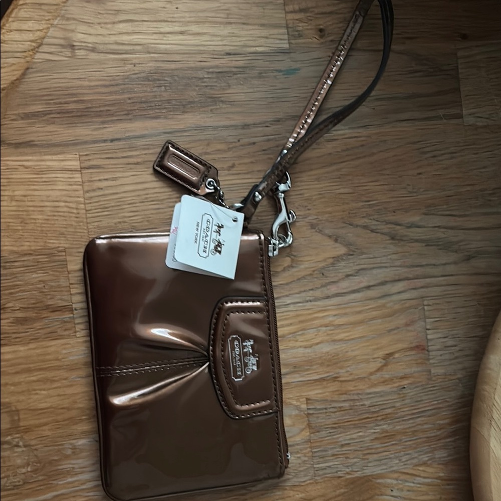 Coach Chocolate Patent Leather Wristlet